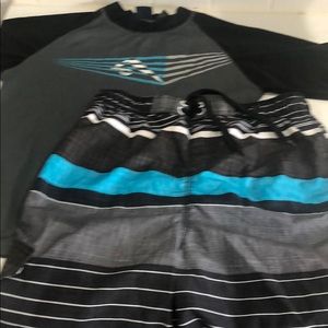Boys Kanu Surf Swim Trunks and Rash Guard Set